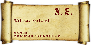 Málics Roland névjegykártya
